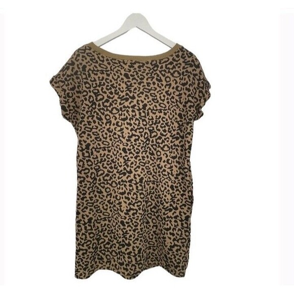 Ellison Leopard Sweatshirt Mini Dress Tunic Pockets Casual Athleisure Comfy Med - Picture 3 of 12